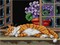 Gobelin canvas for halfstitch without yarn A Cat on the Window Sill 3624F